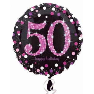 Black & Pink Sparkle 50th Birthday Balloon